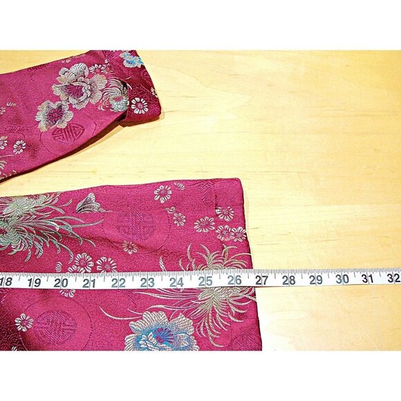 Chicos Burgundy Wine Floral Asian Inspired Collared Blazer Jacket Size 0 XS 4/6 - Picture 9 of 11